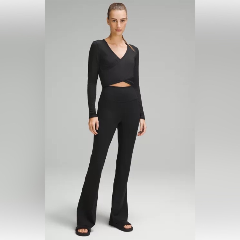 Wrap-Front Ribbed Long Sleeve Top - Picture 2 of 9